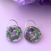 Handmade Sparkling Multicolour Glitter Round Donut Earrings